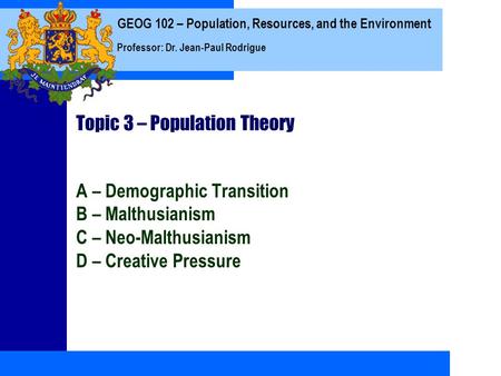 Topic 3 – Population Theory