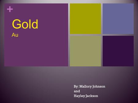 + Gold Au By: Mallory Johnson and Hayley Jackson.