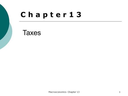 Macroeconomics Chapter 131 Taxes C h a p t e r 1 3.
