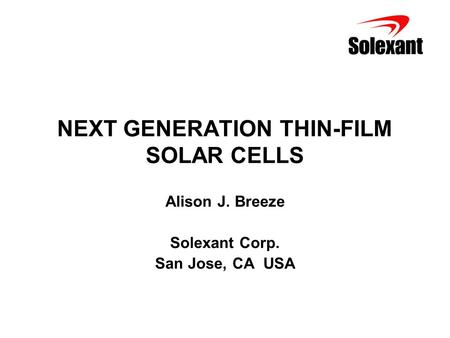 NEXT GENERATION THIN-FILM SOLAR CELLS