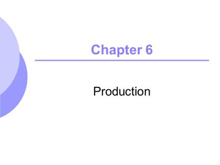 Chapter 6 Production. ©2005 Pearson Education, Inc. Chapter 62 Topics to be Discussed The Technology of Production Production with One Variable Input.