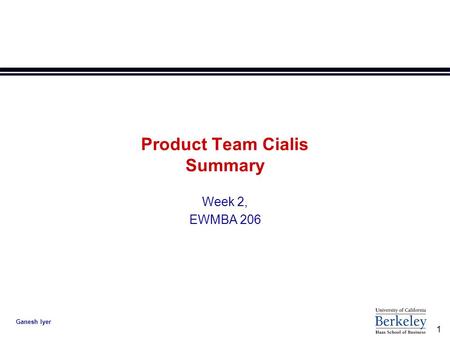 Product Team Cialis Summary