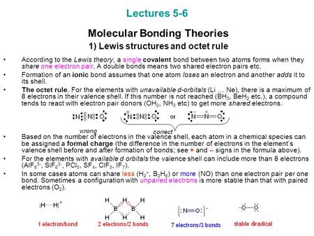 Lectures Molecular Bonding Theories   1) Lewis structures and octet rule