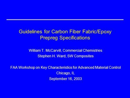 Guidelines for Carbon Fiber Fabric/Epoxy Prepreg Specifications