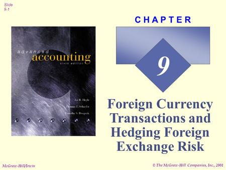 © The McGraw-Hill Companies, Inc., 2001 Slide 9-1 McGraw-Hill/Irwin 9 C H A P T E R Foreign Currency Transactions and Hedging Foreign Exchange Risk.
