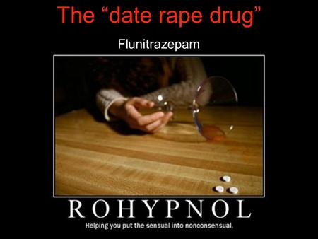 The “date rape drug” Flunitrazepam. Street Names... Circles Date rape drug Forget me drug Forget pill Forget-me pill Getting roached La Rocha Lunch money.