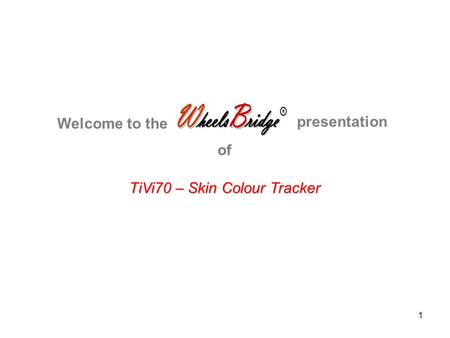 1 TiVi70 – Skin Colour Tracker Welcome to the presentation of.