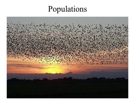 Populations. Population - a group of organisms of the same species which have the potential to interbreed – or a population is a group of organisms occupying.