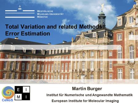 Martin Burger Institut für Numerische und Angewandte Mathematik European Institute for Molecular Imaging CeNoS Total Variation and related Methods: Error.
