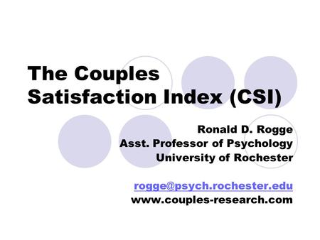The Couples Satisfaction Index (CSI)