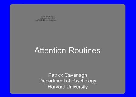 Patrick Cavanagh Department of Psychology Harvard University Attention Routines.