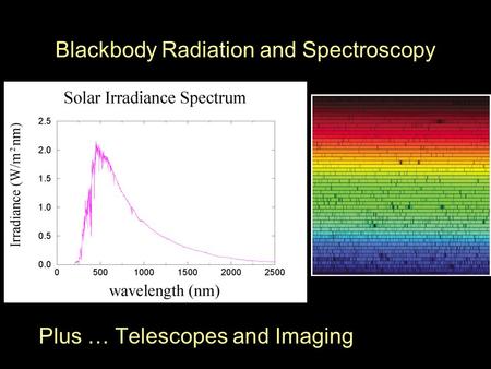 PTYS/ASTR 206Telescopes and Imaging 2/1/07 Plus … Telescopes and Imaging Blackbody Radiation and Spectroscopy.