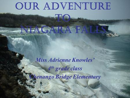 Our Adventure to Niagara Falls Miss Adrienne Knowles’ 4 th grade class Chenango Bridge Elementary.