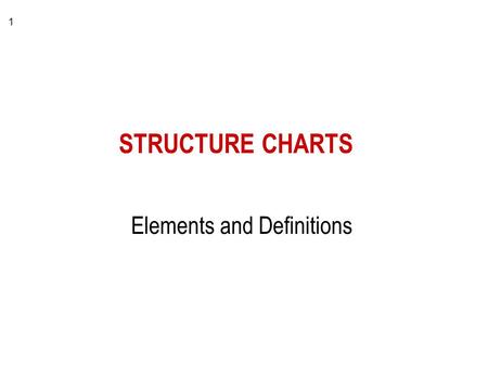 1 STRUCTURE CHARTS Elements and Definitions. 2 Software System Design translates SRS into a ===> software system architecture: –system’s static structure.