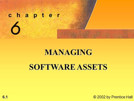 6.1 © 2002 by Prentice Hall c h a p t e r 6 6 MANAGING SOFTWARE ASSETS.