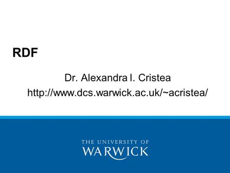 Dr. Alexandra I. Cristea  RDF.