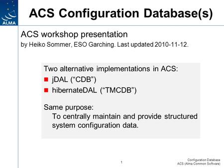ACS Configuration Database(s)