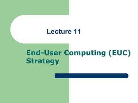 Lecture 11 End-User Computing (EUC) Strategy.