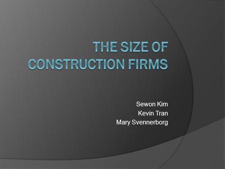 Sewon Kim Kevin Tran Mary Svennerborg. Contents  The size of construction firms  The size of business  The small firm  The medium-sized firm  The.