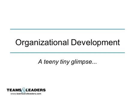 Www.teamsandleaders.com Organizational Development A teeny tiny glimpse...
