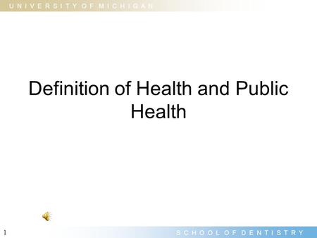 Definition of Health and Public Health