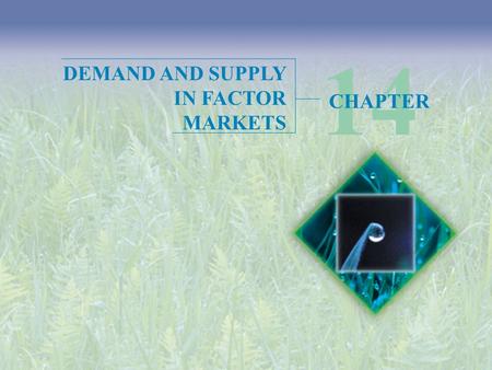 14 DEMAND AND SUPPLY IN FACTOR MARKETS CHAPTER.