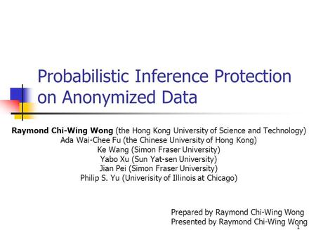 Probabilistic Inference Protection on Anonymized Data
