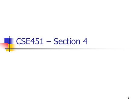 1 CSE451 – Section 4. 2 Reminders Project 2 parts 1,2,3 due next Thursday Threads, synchronization Today: Project 2 continued (parts 2,3) Synchronization.