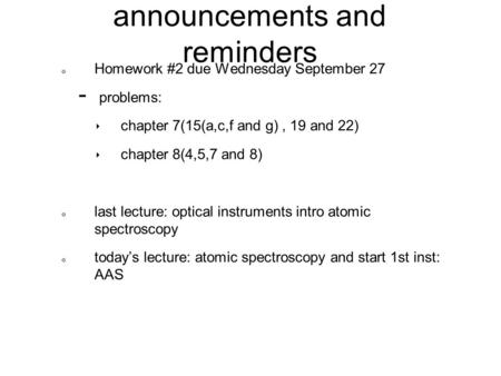 announcements and reminders