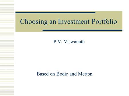 Choosing an Investment Portfolio