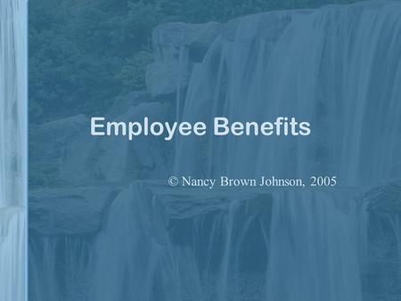 Employee Benefits © Nancy Brown Johnson, 2005 Typical Benefits Applied Signal Technology - Employee BenefitsApplied Signal Technology - Employee Benefits.