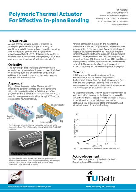 Delft University of TechnologyDelft Centre for Mechatronics and Microsystems Polymeric Thermal Actuator For Effective In-plane Bending Gih-Keong Lau Delft.