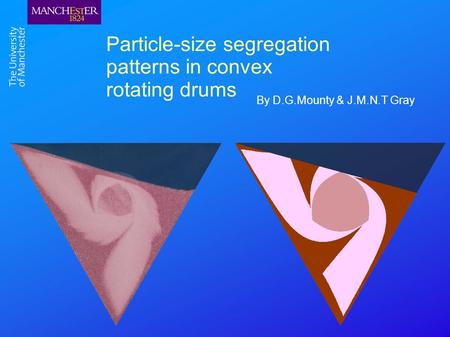 Particle-size segregation patterns in convex rotating drums By D.G.Mounty & J.M.N.T Gray.