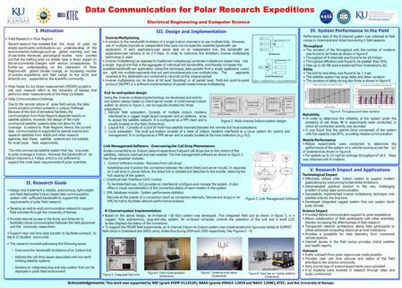 Data Communication for Polar Research Expeditions I. Motivation Link Management Software - Overcoming the Call Drop Phenomenon Nodes connected to an Iridium.