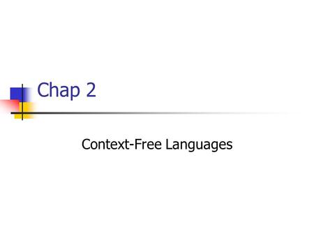 Chap 2 Context-Free Languages. Context-free Grammars is not regular Context-free grammar : eg. G 1 : A  0A1substitution rules A  Bproduction rules B.