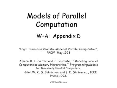 Models of Parallel Computation