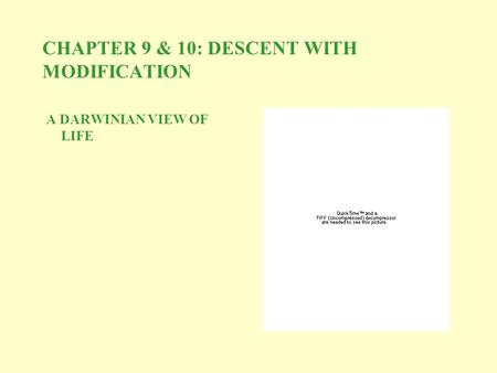 CHAPTER 9 & 10: DESCENT WITH MODIFICATION