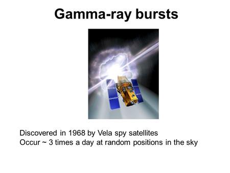 Gamma-ray bursts Discovered in 1968 by Vela spy satellites