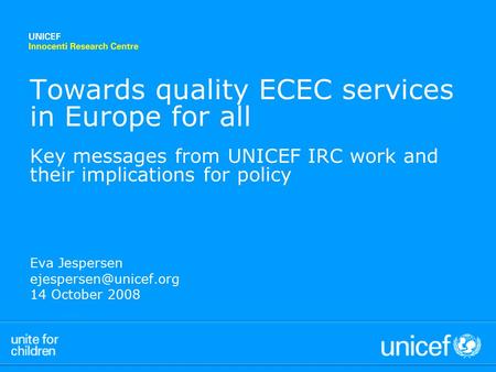 Towards quality ECEC services  in Europe for all