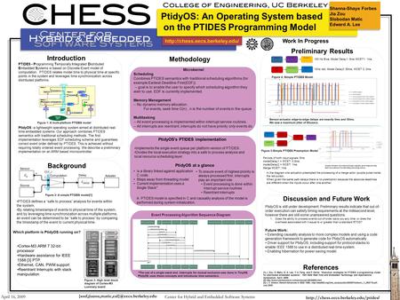 April 16, 2009 Center for Hybrid and Embedded Software Systems PtidyOS: An Operating System based on the PTIDES Programming.
