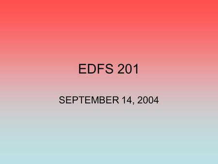 EDFS 201 SEPTEMBER 14, 2004. AGENDA Current Issues in Education Discussions on Chapter 5 (brief) come prepared Discussion of Chapter 6. Come prepared.