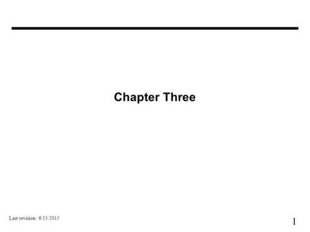 1 Chapter Three Last revision: 6/15/2015. 2 Arithmetic Where we've been: –Performance (seconds, cycles, instructions) –Abstractions: Instruction Set Architecture.