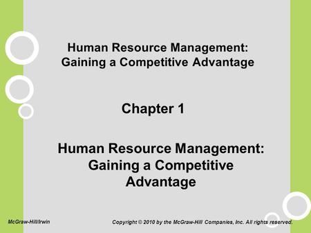 Human Resource Management: Gaining a Competitive Advantage