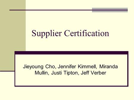 Supplier Certification