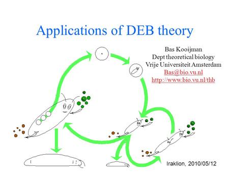 Applications of DEB theory Bas Kooijman Dept theoretical biology Vrije Universiteit Amsterdam  Iraklion, 2010/05/12.