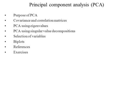 Principal component analysis (PCA)