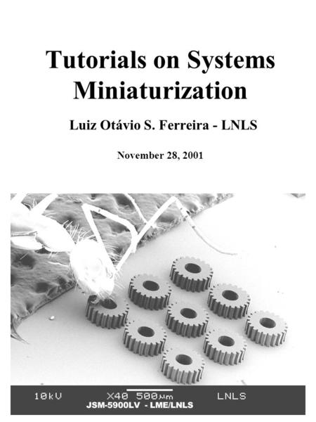 Tutorials on Systems Miniaturization Luiz Otávio S. Ferreira - LNLS November 28, 2001.