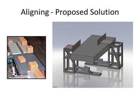 Aligning - Proposed Solution. Variable Speed Twin-Belt Conveyor System Outside vendor to supply conveyor system. Possible Vendors: Kleenline Corporation.