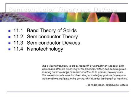 Semiconductor Theory and Devices