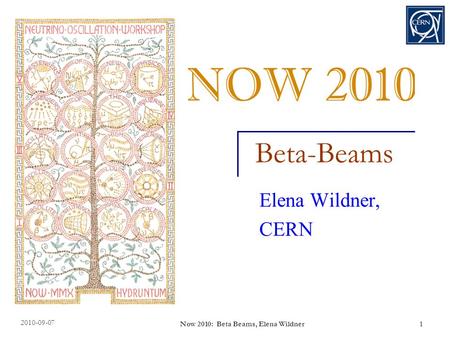 Now 2010: Beta Beams, Elena Wildner1 Beta-Beams Elena Wildner, CERN 1 2010-09-07.